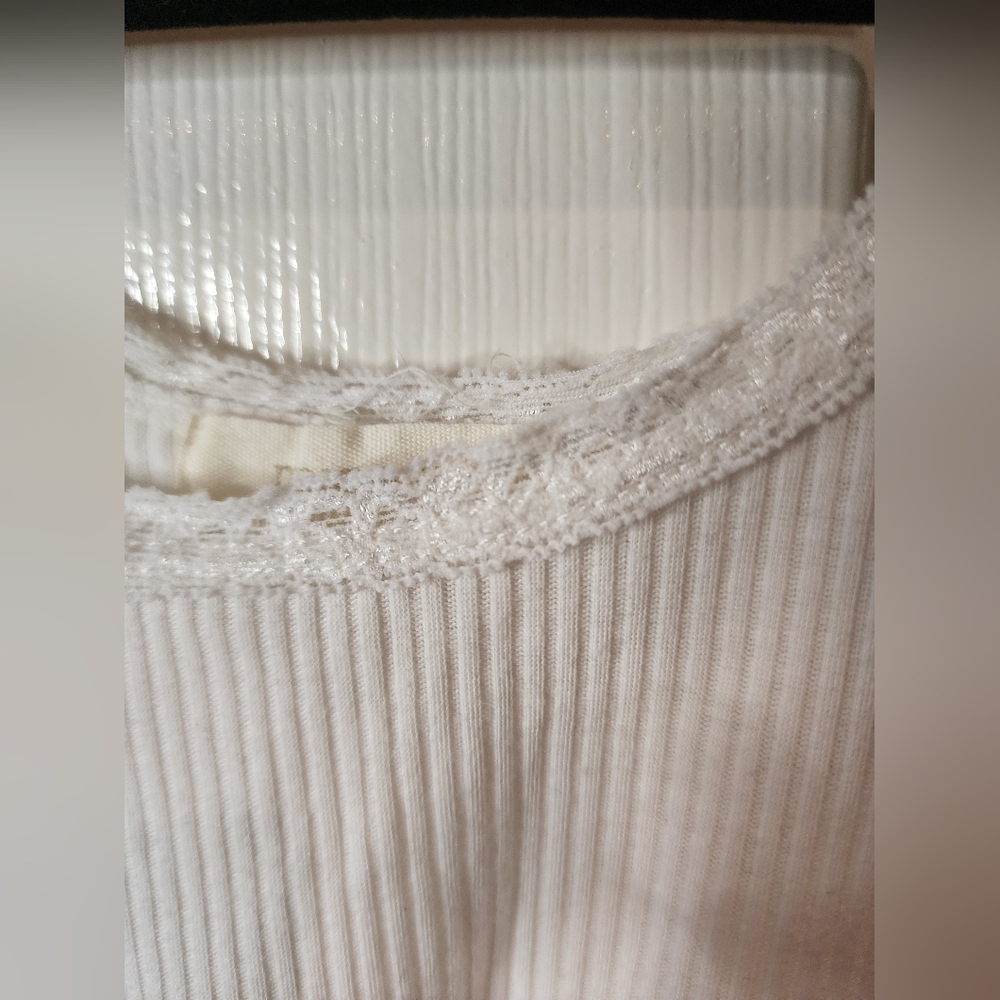 Paper Tee White Ribbed Tank Top Size S - Picture 3 of 5